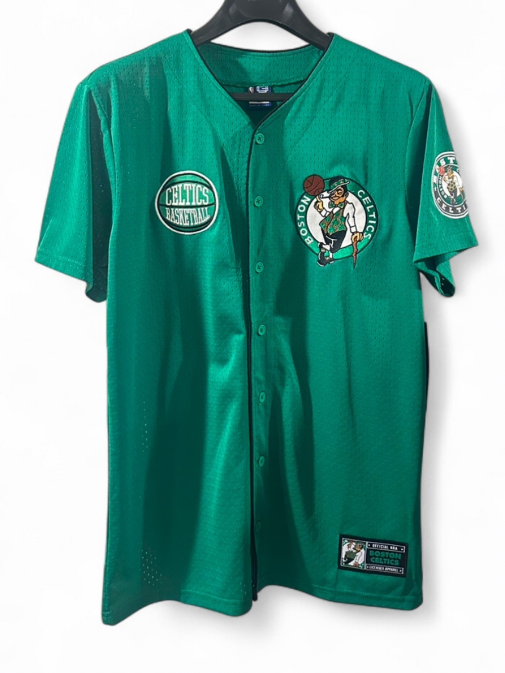 NBA Boston Celtics Green Mesh Button-Up Jersey Size Men’s Medium (NWT)